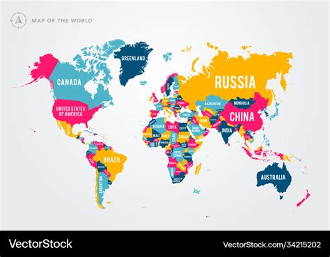 World Map With Names Of Countries